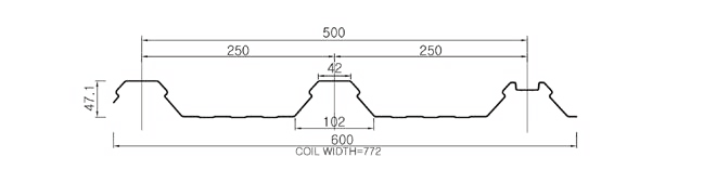 TYPE W500 (250골, 2골) CAD 단면 사양 도면